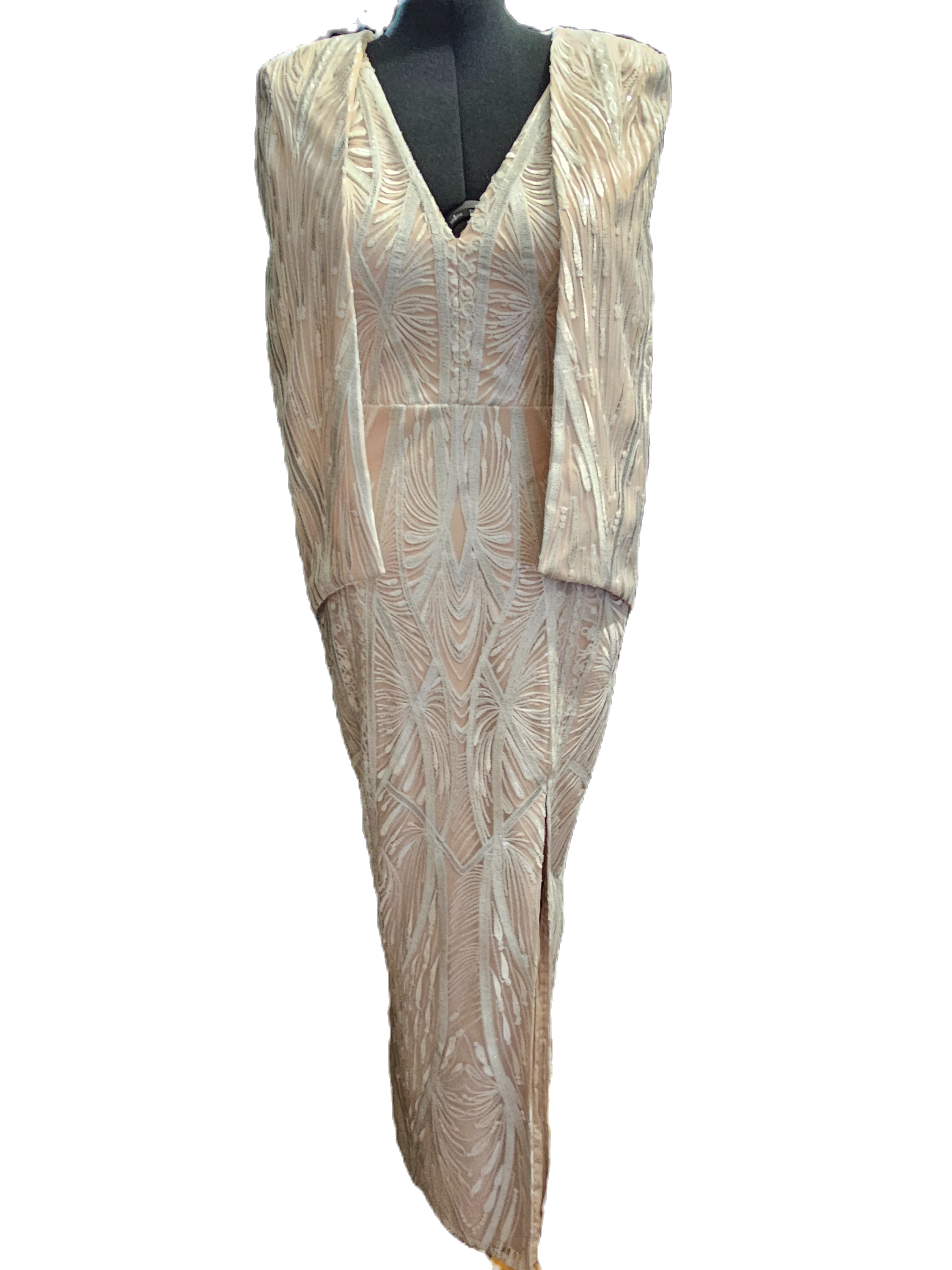 Sequin size 16 gown and cape
