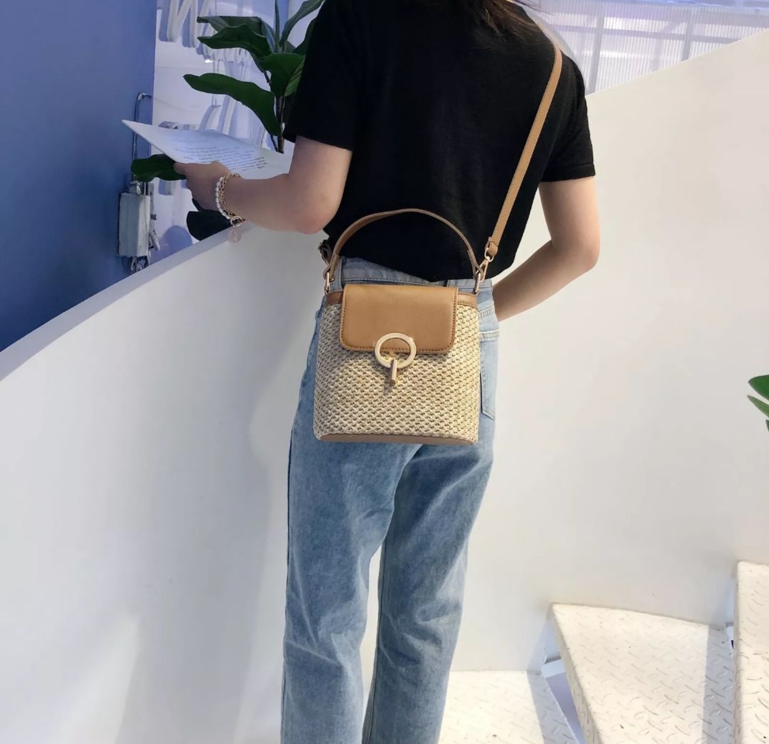 Bohemian Straw Bag -Brown